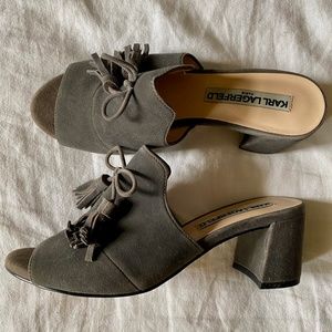 Karl Lagerfeld Gray Mules with Tassels